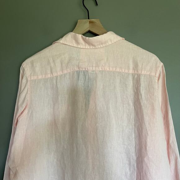 FRANK & EILEEN Eileen Relaxed Button-Up Shirt Peach Linen Size Small Casual Chic - Picture 13 of 16